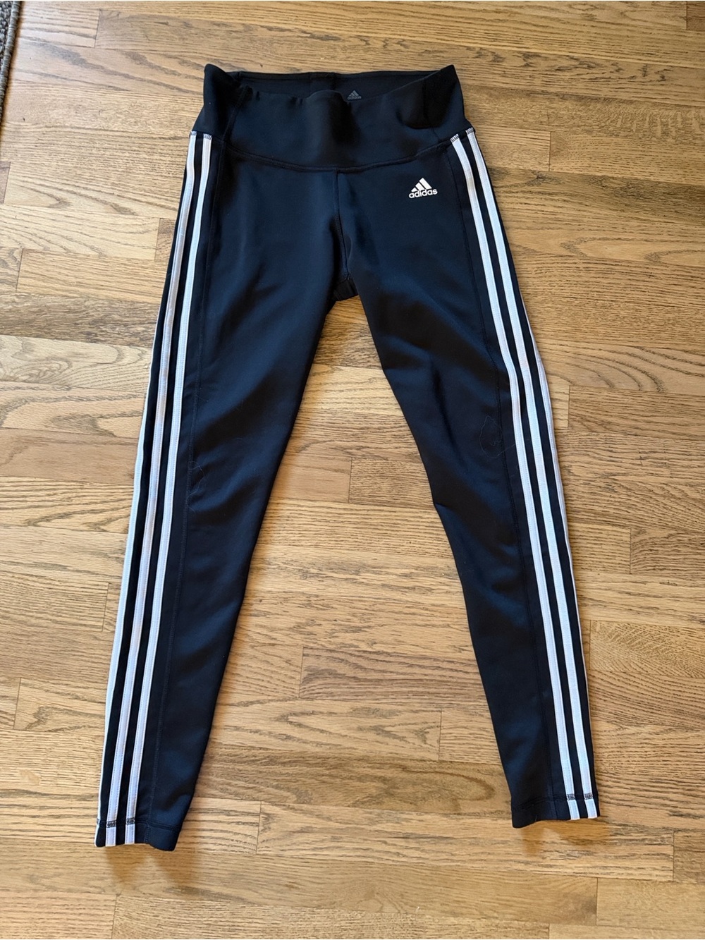 adidas Black Leggings with White Side Stripes